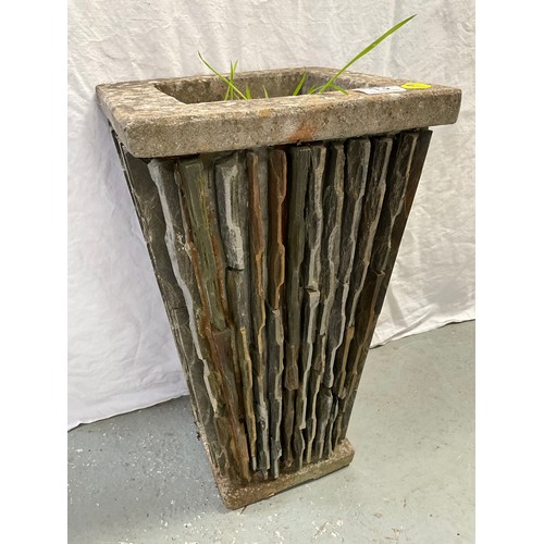 13 - TALL CONCRETE AND SLATE GARDEN PLANTER 
H19” 11”SQUARE