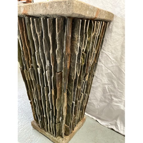 13 - TALL CONCRETE AND SLATE GARDEN PLANTER 
H19” 11”SQUARE