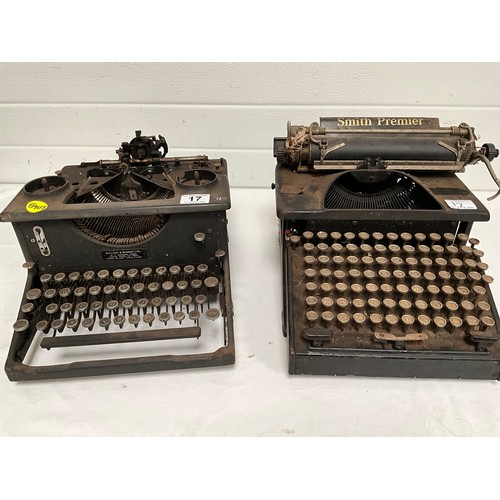 17 - 2 VINTAGE TYPEWRITERS A/F BULLOCK & BOSSOM LTD AND SMITH PREMIER