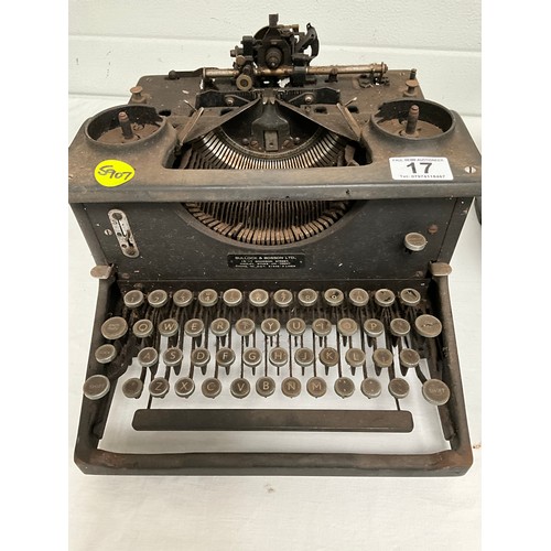 17 - 2 VINTAGE TYPEWRITERS A/F BULLOCK & BOSSOM LTD AND SMITH PREMIER