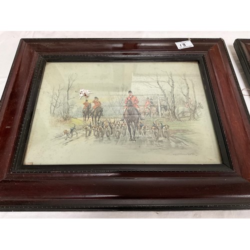 18 - 3 FRAMED HUNTING SCENE PICTURES AND 2 SHEEP DOG PICTURES