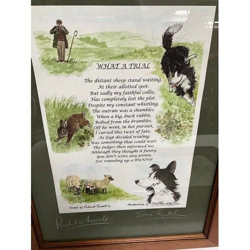 18 - 3 FRAMED HUNTING SCENE PICTURES AND 2 SHEEP DOG PICTURES