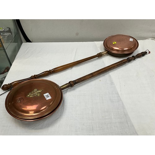 30 - TWO COPPER WARMING PANS