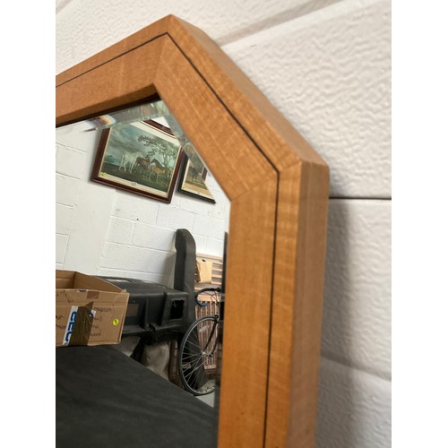 38 - **LOT WITHDRAWN BY VENDOR **MODERN OAK BEVELLED EDGED WALL MIRROR 33” x 25”