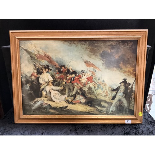 43 - GILT FRAMED REPRODUCTION PICTURE (BATTLE SCENE) 34” x 24”