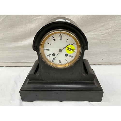 44 - VICTORIAN SLATE MANTLE CLOCK H10”