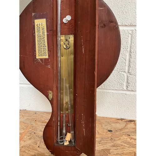 49 - VICTORIAN MAHOGANY INLAID WALL BAROMETER A/F H38”