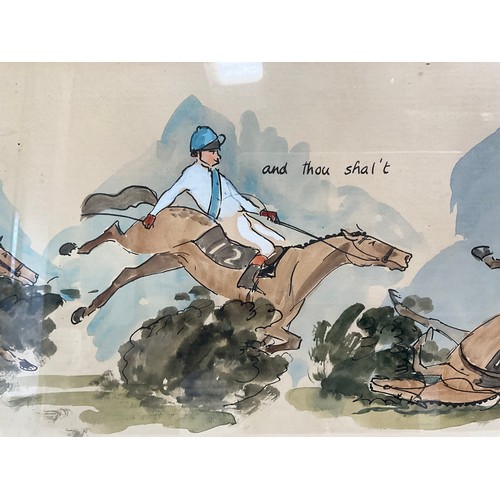 59 - FRAMED HORSE RACING LIMITED EDITION 12 OF 50   WATERCOLOUR PICTURE SIGNED MARK HUNTINGTON - “ASK AND... 