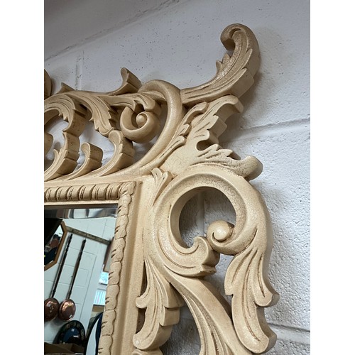 60 - REPRODUCTION WALL MIRROR IN DECORATIVE CREAM FRAME OF LARGE PROPORTIONS 39” x 39”