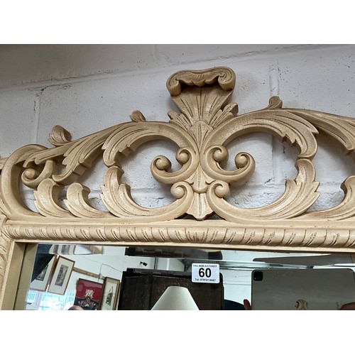 60 - REPRODUCTION WALL MIRROR IN DECORATIVE CREAM FRAME OF LARGE PROPORTIONS 39” x 39”