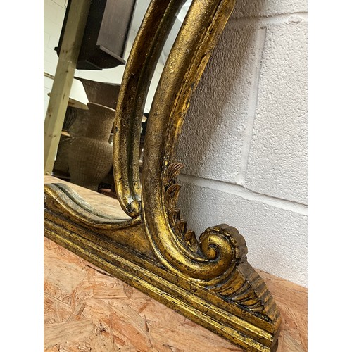 70 - REPRODUCTION GILT FRAMED VICTORIAN STYLE OVERMANTLE WALL MIRROR 43” x 33”