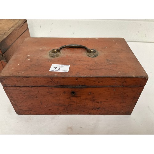 75 - THREE VICTORIAN MAHOGANY BOXES AND VINTAGE BOOK STAND