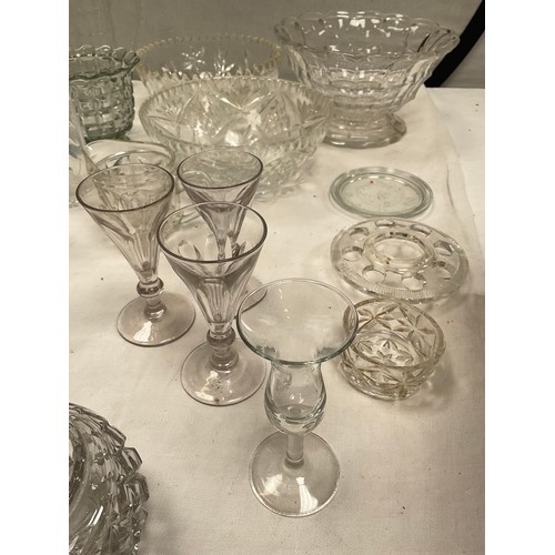 84 - TWO BOXES OF GLASSWARE TO INCLUDE VASES, BOWLS, JUGS ETC