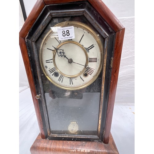 88 - 3 EDWARDIAN MANTLE CLOCKS ALL WITH PENDULUMS  A/F