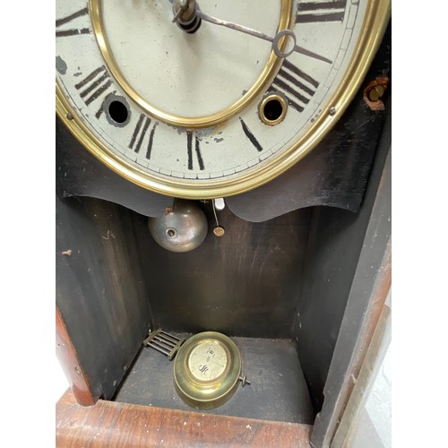 88 - 3 EDWARDIAN MANTLE CLOCKS ALL WITH PENDULUMS  A/F