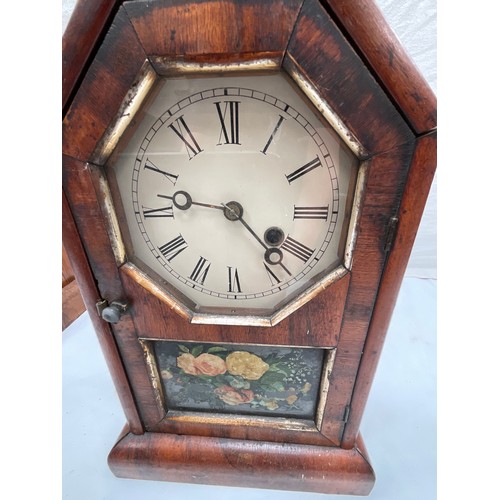 88 - 3 EDWARDIAN MANTLE CLOCKS ALL WITH PENDULUMS  A/F