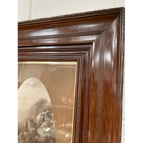 90 - EDWARDIAN MAHOGANY FRAMED OVERMANTLE MIRROR,WITH CENTRAL MIRROR FLANKED TO LEFT WITH HIGHLAND CATTLE... 