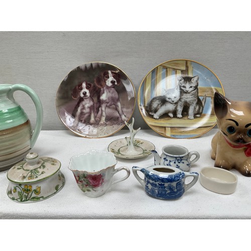 94 - BOX OF VINTAGE AND LATER CHINA TO INCLUDE SHELLEY ART DECO JUG ETC