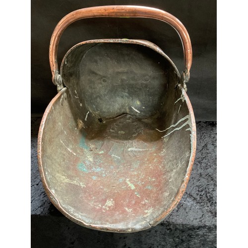 97 - VICTORIAN COPPER COAL SCUTTLE A/F