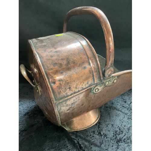 97 - VICTORIAN COPPER COAL SCUTTLE A/F