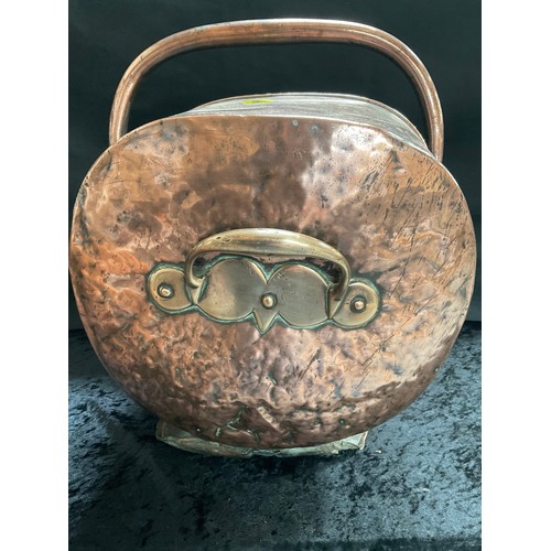 97 - VICTORIAN COPPER COAL SCUTTLE A/F