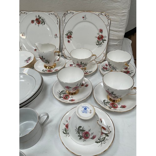 107 - 2 BOXES OF CHINA TO INCLUDE GALDSTONE BONE CHINA TEA SET ETC