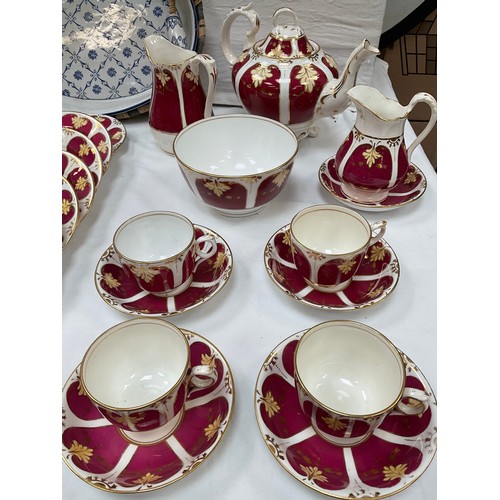 115 - BOX OF VICTORIAN AND LATER CHINA TO INCLUDE VICTORIAN PART DINNER AND TEA SERVICE ETC