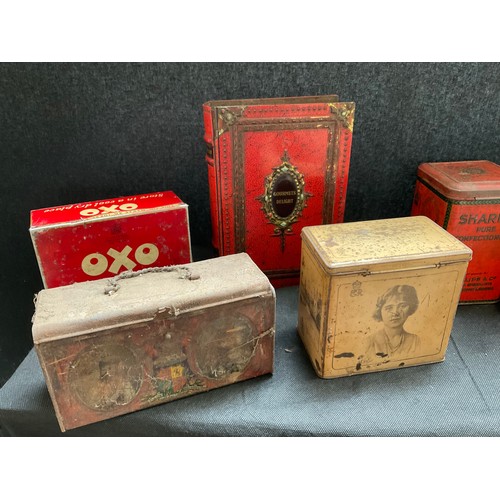 143 - 2 BOXES OF VINTAGE VARIOUS ADVERTISING TINS