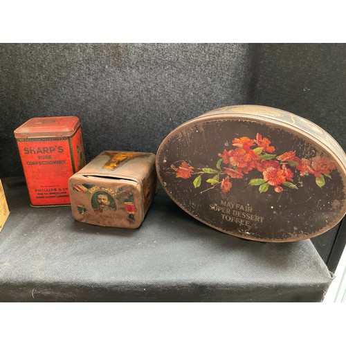 143 - 2 BOXES OF VINTAGE VARIOUS ADVERTISING TINS