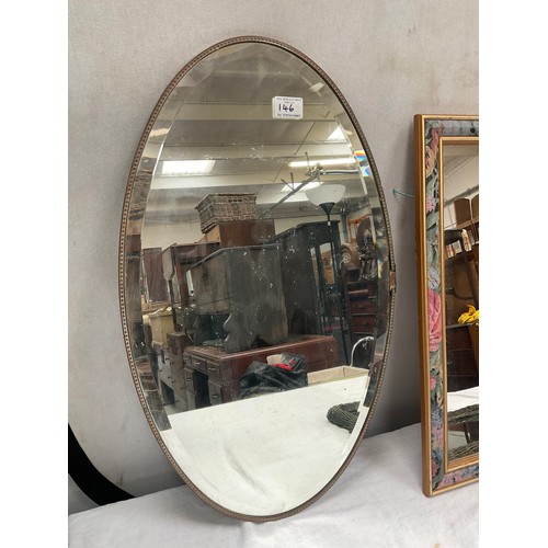 146 - 5 VARIOUS WALL MIRRORS TO INCLUDE ART DECO OVAL EXAMPLE