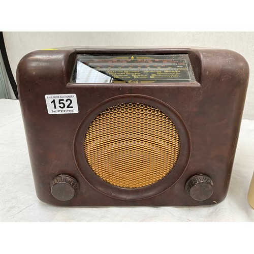 152 - VINTAGE BUSH BAKELITE BROWN RADIO AND VINTAGE BUSH BAKELITE WHITE RADIO