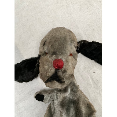 159 - VINTAGE CHAD VALLEY SOOTY AND SWEEP HAND PUPPETS, CHILTERN DOG, SMALL JOINTED TEDDY A/F