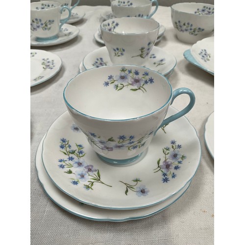 162 - TWENTY TWO PIECE SHELLEY BONE CHINA TEA SET  - BLUE ROCK PATTERN