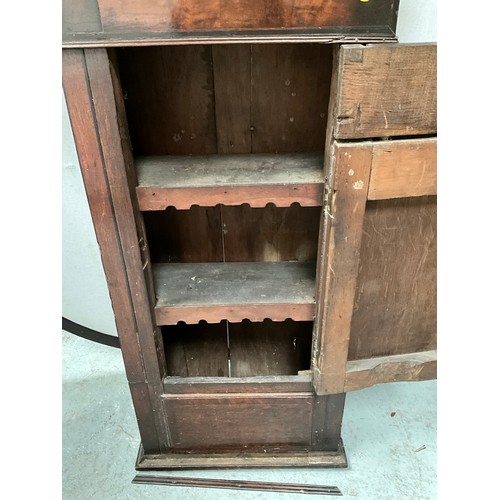 166 - VICTORIAN MAHOGANY NARROW WALL CABINET WITH SHELVED INTERIOR (MADE FROM GRANDFATHER CLOCK CASE) H38”... 