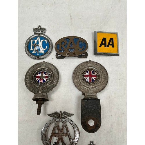 176 - COLLECTION OF AA AND RAC VINTAGE CAR BADGES ETC