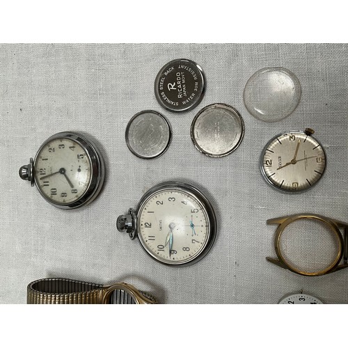 177 - TWO VINTAGE POCKET WATCHES AND WATCH PARTS