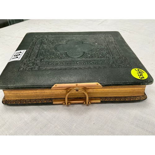 191 - VICTORIAN PHOTO ALBUM WITH BRASS CLASP 10” x 9”