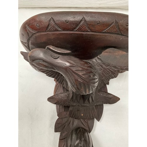 211 - CARVED WALL SHELF DECORATED WITH EAGLE H11”