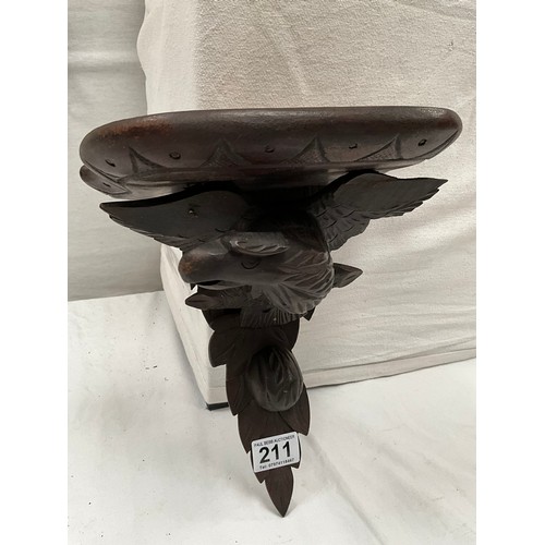 211 - CARVED WALL SHELF DECORATED WITH EAGLE H11”