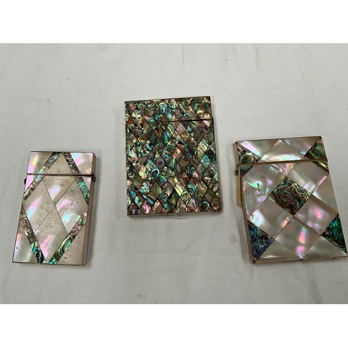 215 - THREE MOTHER OF PEARL CARD CASES A/F