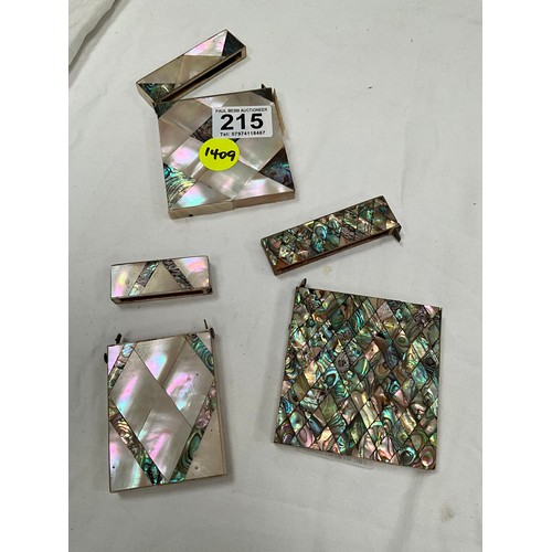 215 - THREE MOTHER OF PEARL CARD CASES A/F