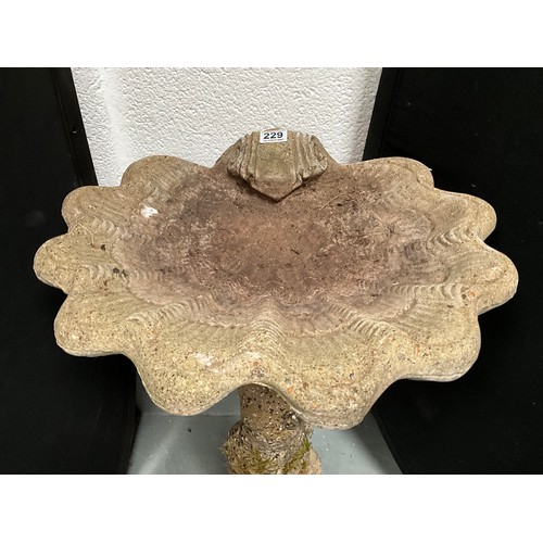 229 - GARDEN PEDESTAL SHELL BIRD BATH H33” DIA20”