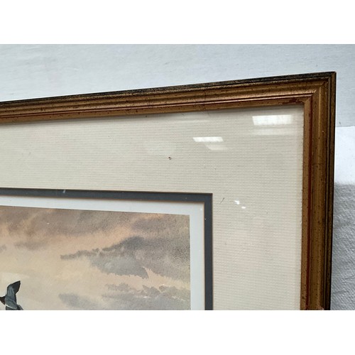 231 - FRAMED PRINT (DUCKS IN FLIGHT) ELIZABETH GRAY PENCIL SIGNATURE TO MARGIN 29” x 23”