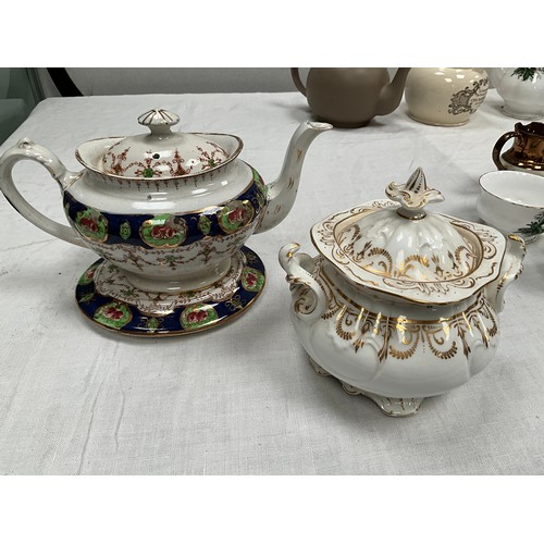 244 - BOX OF VICTORIAN AND LATER CHINA TO INCLUDE TEA SET,TEAPOT,LUSTRE WARE ETC