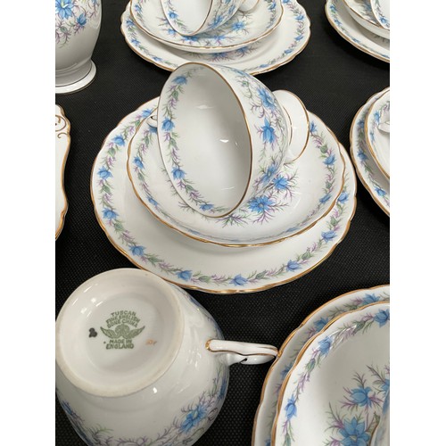 251 - VINTAGE TUSCAN BONE CHINA TEA SET (LOVE IN THE MIST PATTERN) 20PCE,S