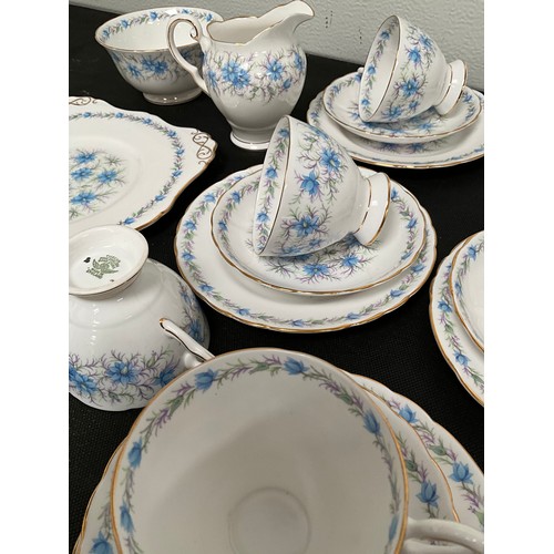 251 - VINTAGE TUSCAN BONE CHINA TEA SET (LOVE IN THE MIST PATTERN) 20PCE,S