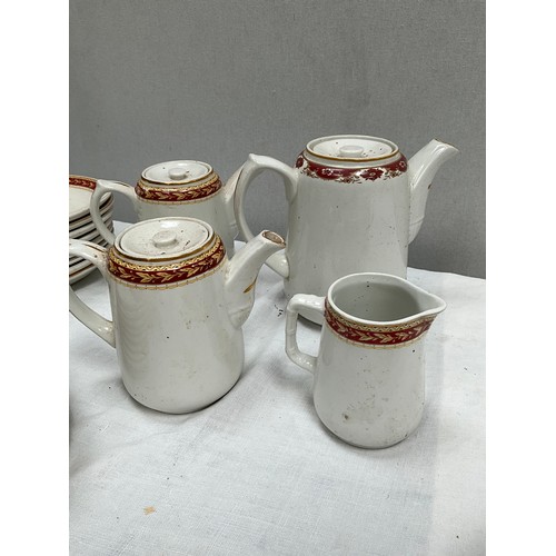 252 - SIXTY FOUR PIECES OF CHURCHILL CATERING CHINA DINNER AND TEA WARE - SEVERAL PIECES A/F