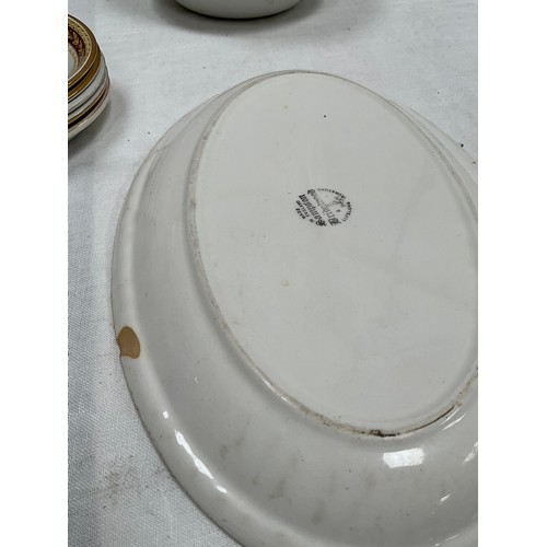 252 - SIXTY FOUR PIECES OF CHURCHILL CATERING CHINA DINNER AND TEA WARE - SEVERAL PIECES A/F