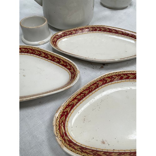 252 - SIXTY FOUR PIECES OF CHURCHILL CATERING CHINA DINNER AND TEA WARE - SEVERAL PIECES A/F