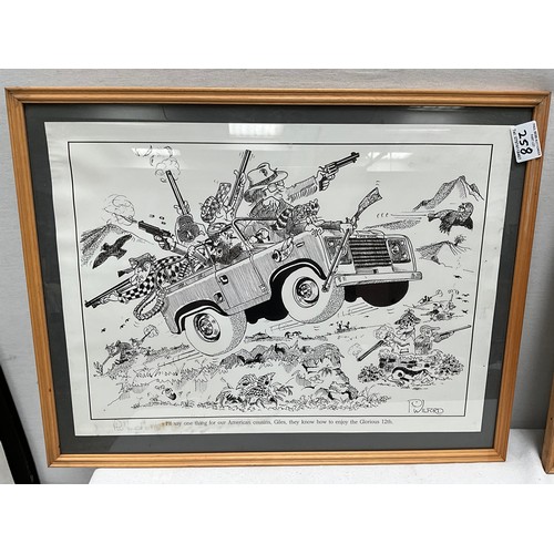 258 - 5 FRAMED LIMITED EDITION NOVELTY AUTOMOBILE PRINTS BY 
P WILFORD (LARGEST 23” x 17”)